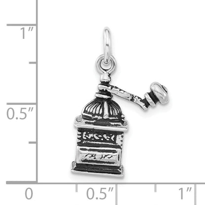 Sterlingsilber 3-d Poliert & Antikisiert Coffee Grinder Charm