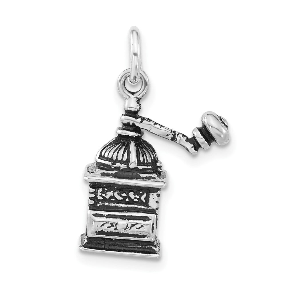 Sterlingsilber 3-d Poliert & Antikisiert Coffee Grinder Charm