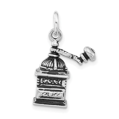 Sterlingsilber 3-d Poliert & Antikisiert Coffee Grinder Charm