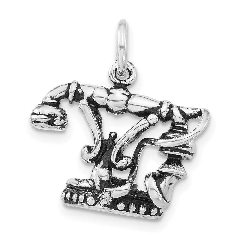 Sterlingsilber 3-d Poliert & Antikisiert Telephone Charm