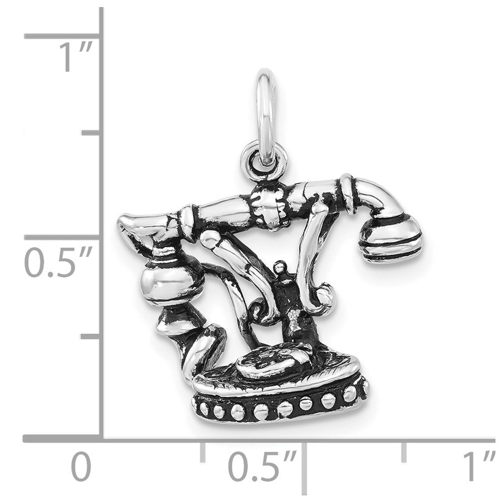 Sterlingsilber 3-d Poliert & Antikisiert Telephone Charm