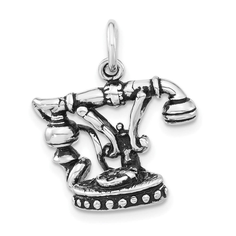Sterlingsilber 3-d Poliert & Antikisiert Telephone Charm