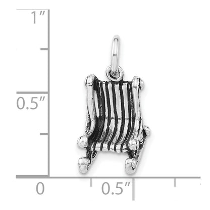 Sterlingsilber 3-d Poliert & Antikisiert Rocking Chair Charm