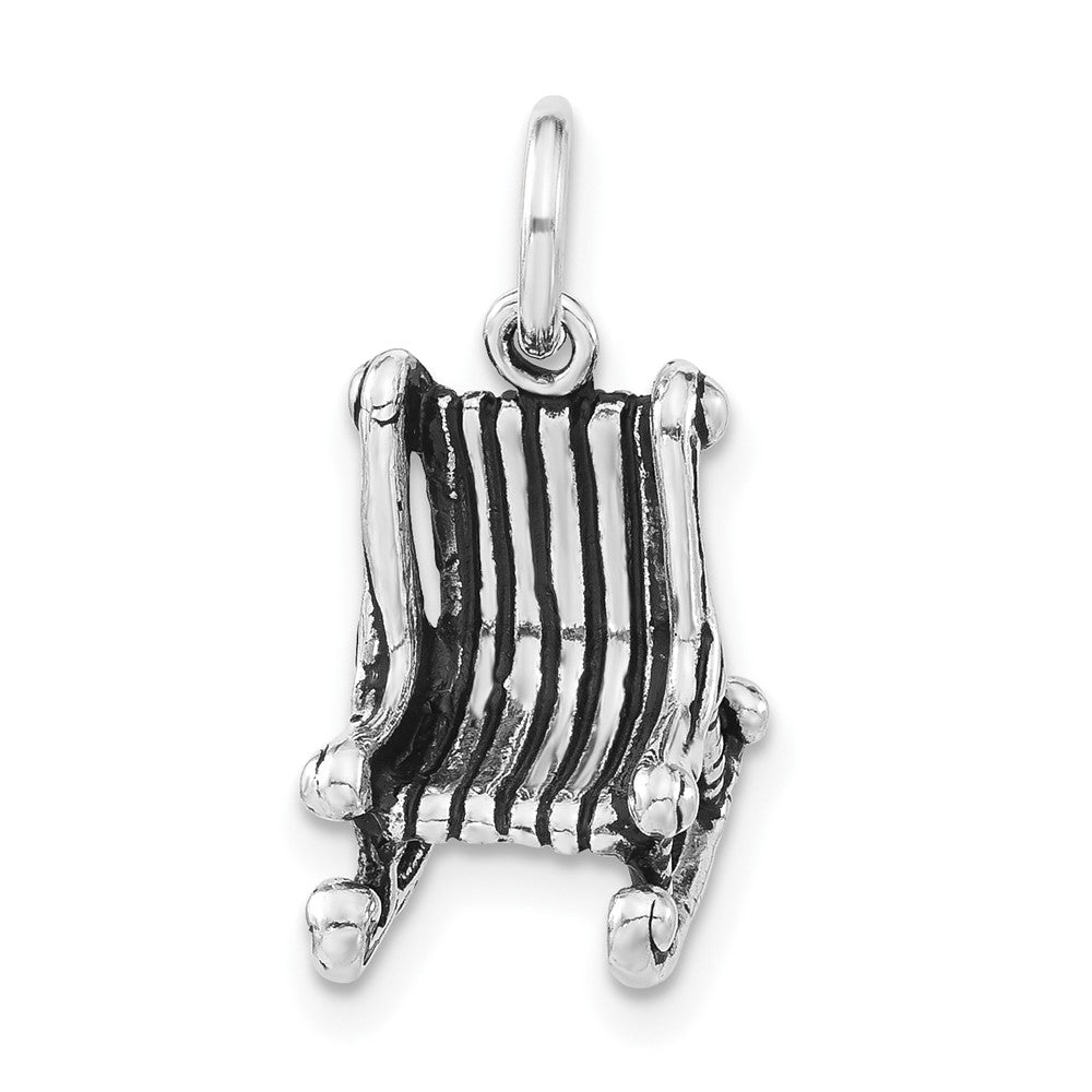 Sterlingsilber 3-d Poliert & Antikisiert Rocking Chair Charm
