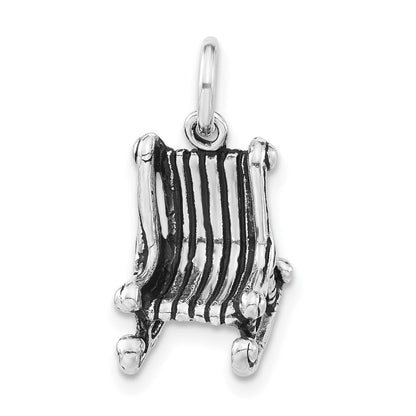 Sterlingsilber 3-d Poliert & Antikisiert Rocking Chair Charm