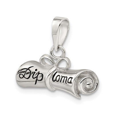 Sterlingsilber Rhodiniert Rolled-up Diploma Charm