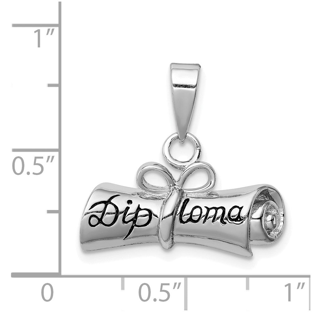 Sterlingsilber Rhodiniert Rolled-up Diploma Charm