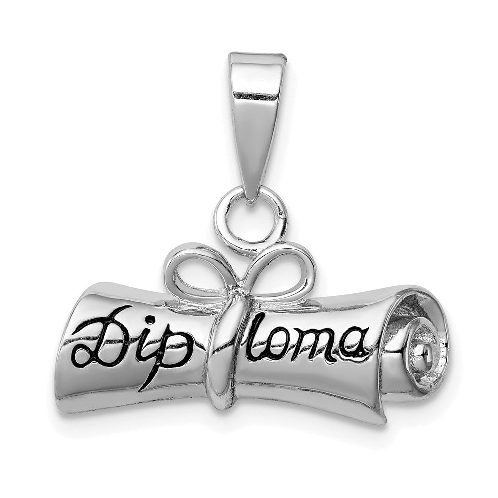 Sterlingsilber Rhodiniert Rolled-up Diploma Charm
