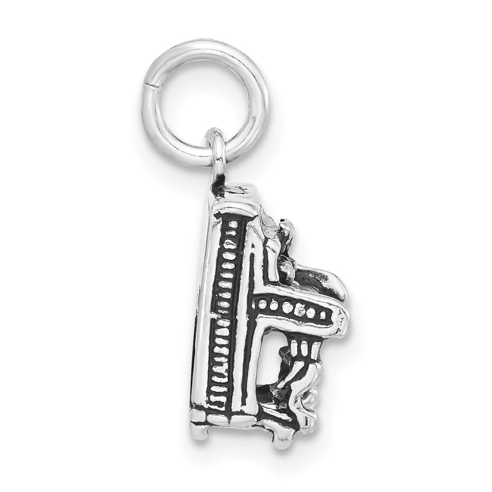 Sterlingsilber 3-d Antikisiert Klavier Charm