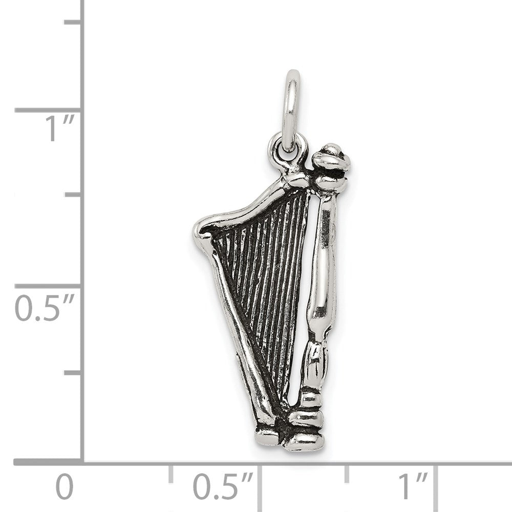 Sterlingsilber Antikisiert Harp Charm