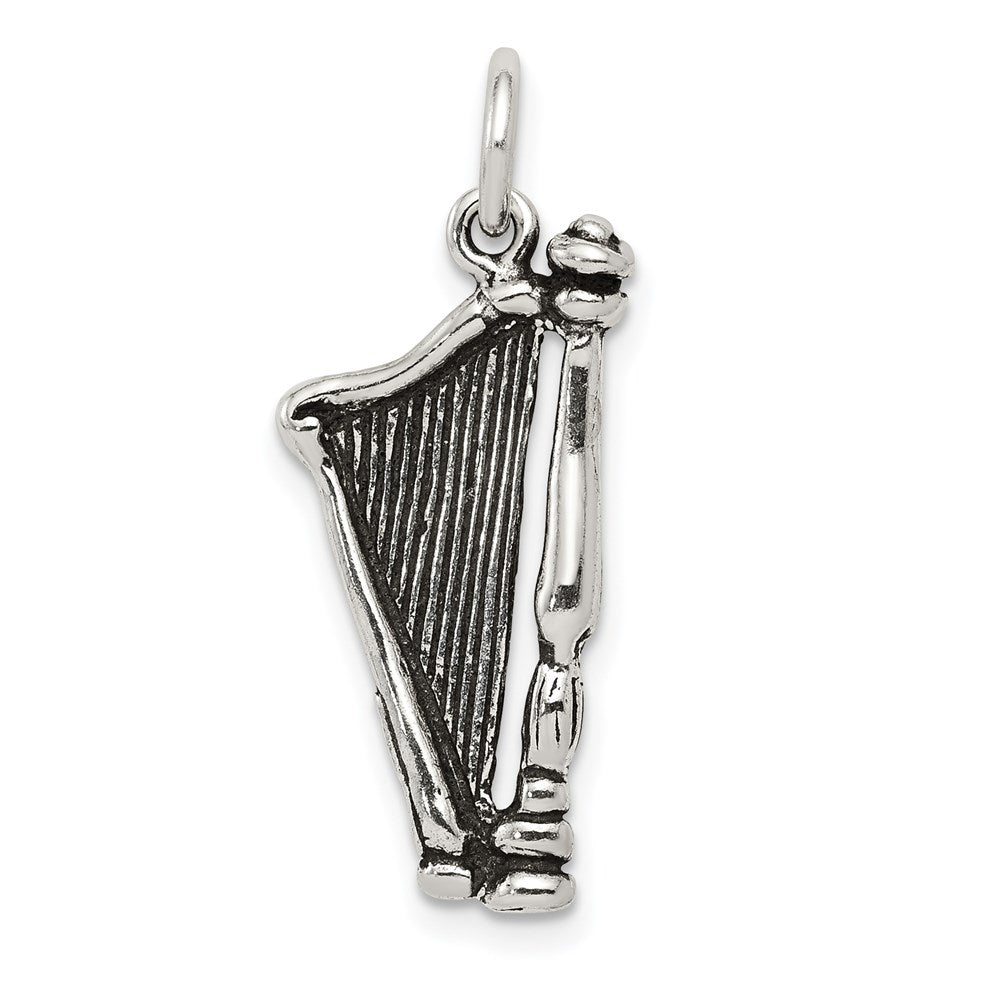 Sterlingsilber Antikisiert Harp Charm