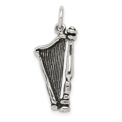 Sterlingsilber Antikisiert Harp Charm