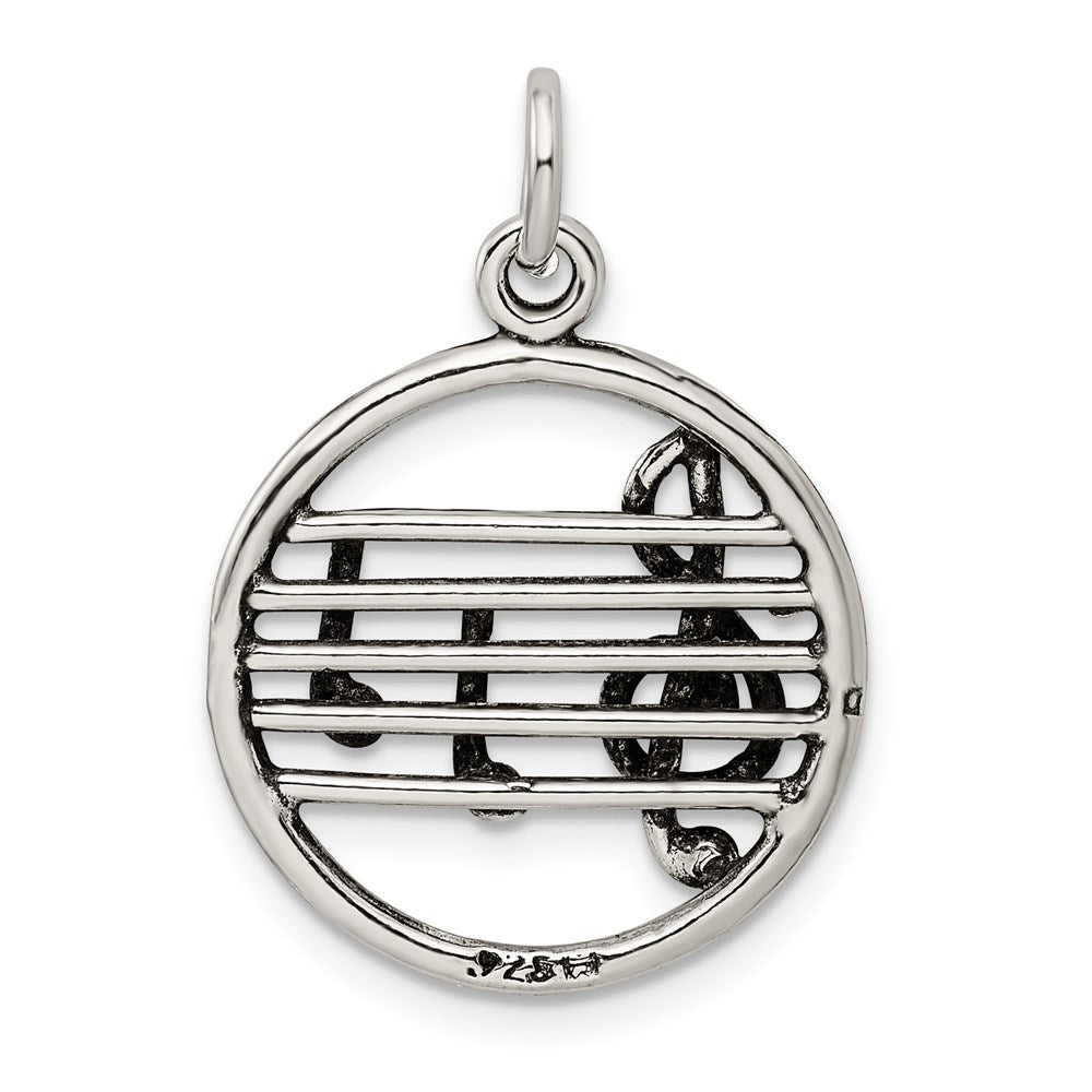 Sterlingsilber Antikisiert Musik Staff Charm