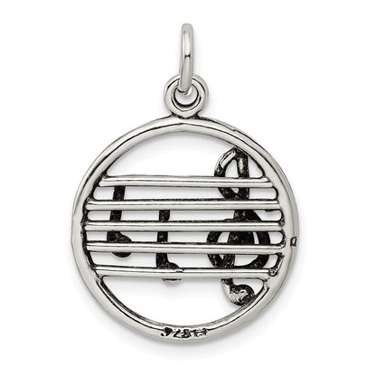 Sterlingsilber Antikisiert Musik Staff Charm