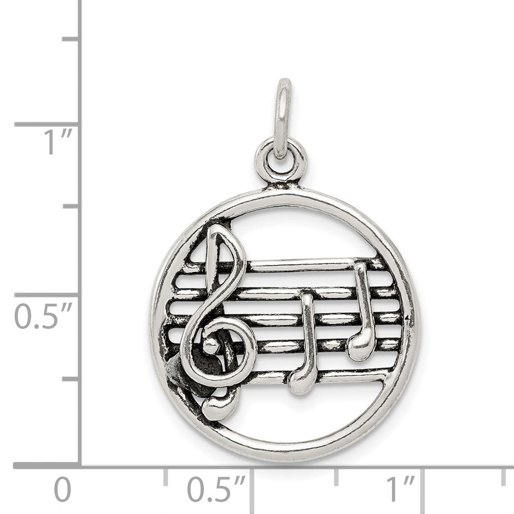 Sterlingsilber Antikisiert Musik Staff Charm