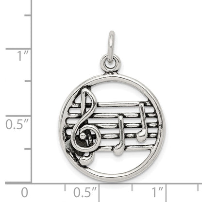 Sterlingsilber Antikisiert Musik Staff Charm