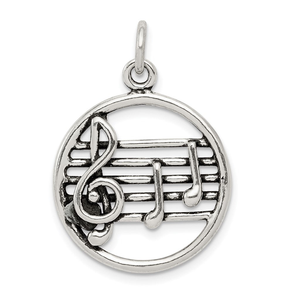 Sterlingsilber Antikisiert Musik Staff Charm