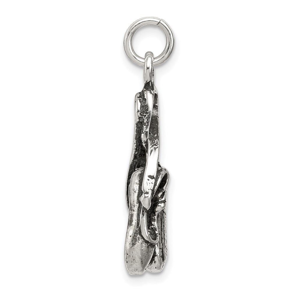 Sterlingsilber Antikisiert Ballett Shoes Charm