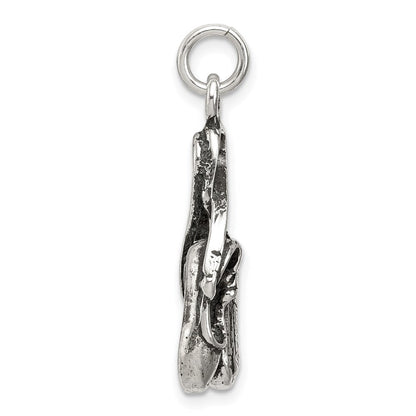 Sterlingsilber Antikisiert Ballett Shoes Charm