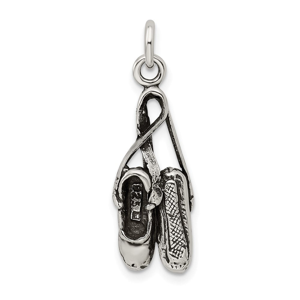 Sterlingsilber Antikisiert Ballett Shoes Charm
