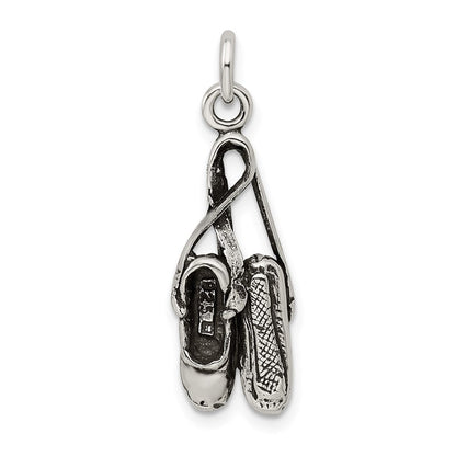 Sterlingsilber Antikisiert Ballett Shoes Charm