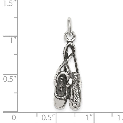 Sterlingsilber Antikisiert Ballett Shoes Charm