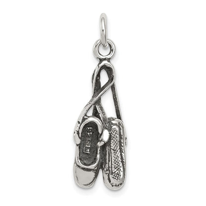 Sterlingsilber Antikisiert Ballett Shoes Charm