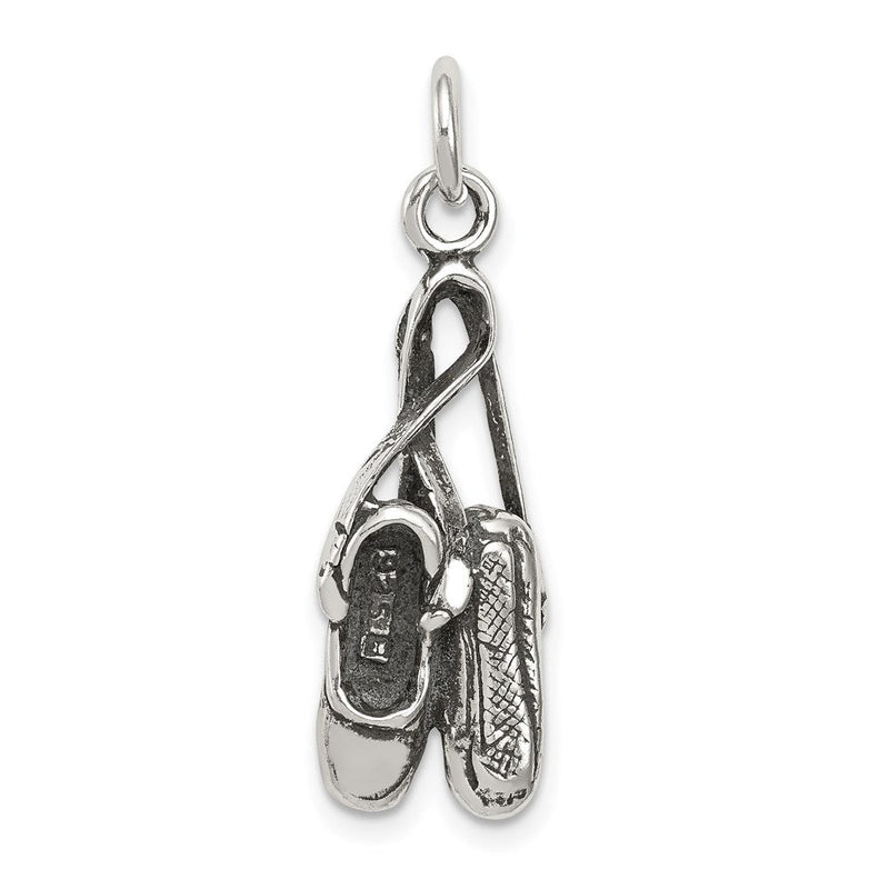 Sterlingsilber Antikisiert Ballett Shoes Charm