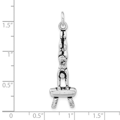 Sterlingsilber Poliert & Antikisiert Gymnasts Charm