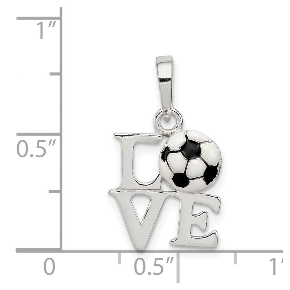 Sterlingsilber Poliert Emaille Liebe Fußball Anhänger