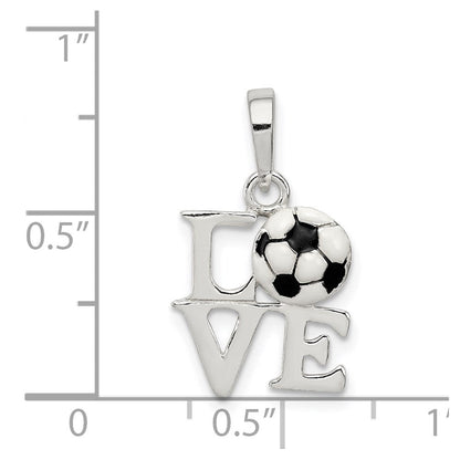Sterlingsilber Poliert Emaille Liebe Fußball Anhänger
