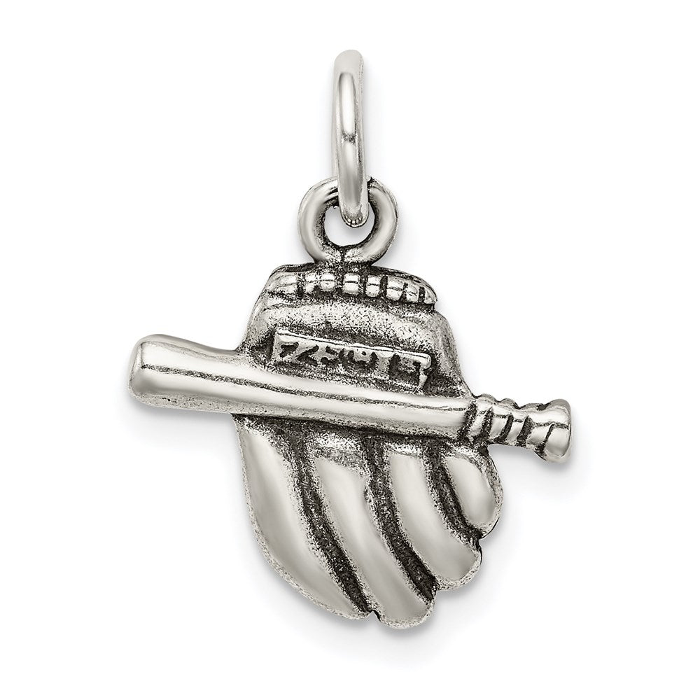 Sterlingsilber Antikisiert Baseball Glove/bat Charm