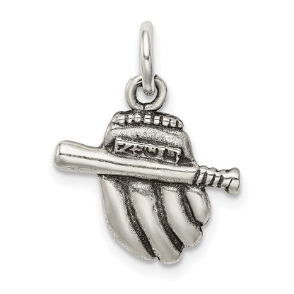 Sterlingsilber Antikisiert Baseball Glove/bat Charm