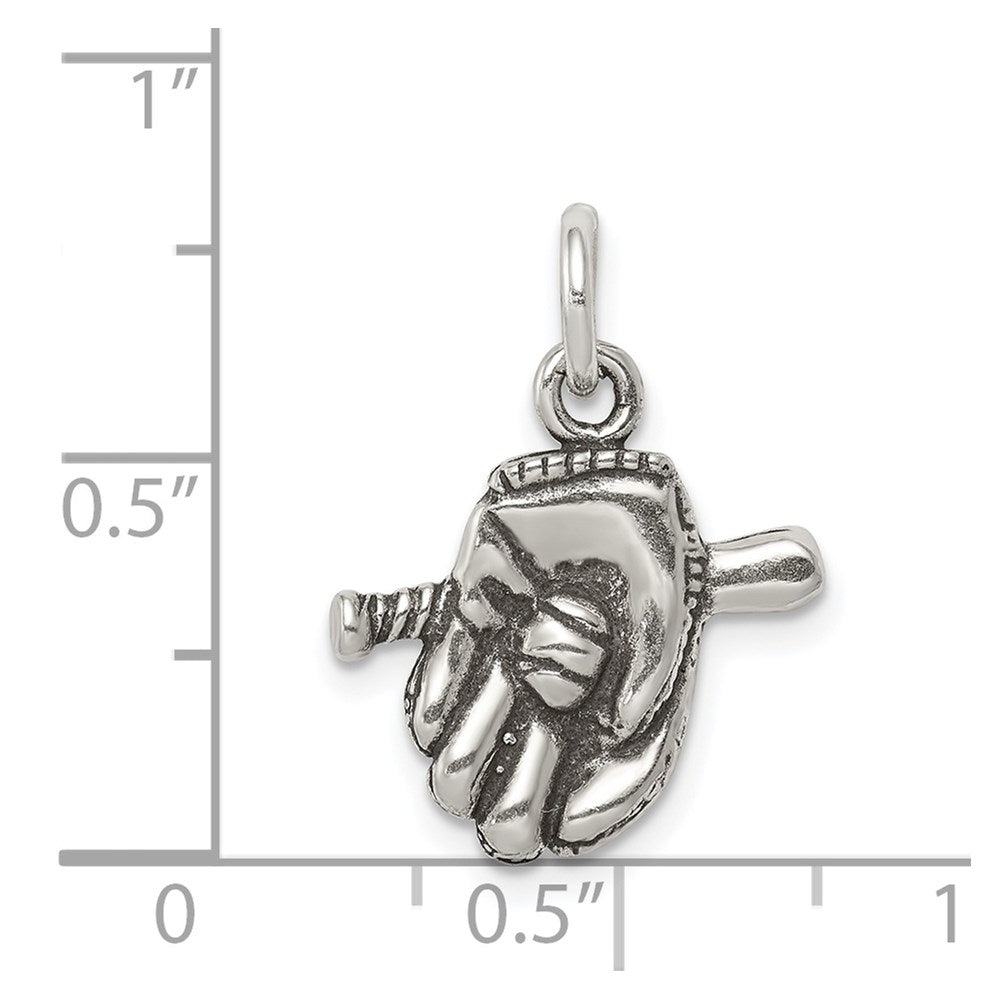 Sterlingsilber Antikisiert Baseball Glove/bat Charm