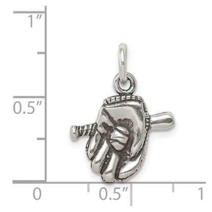 Sterlingsilber Antikisiert Baseball Glove/bat Charm