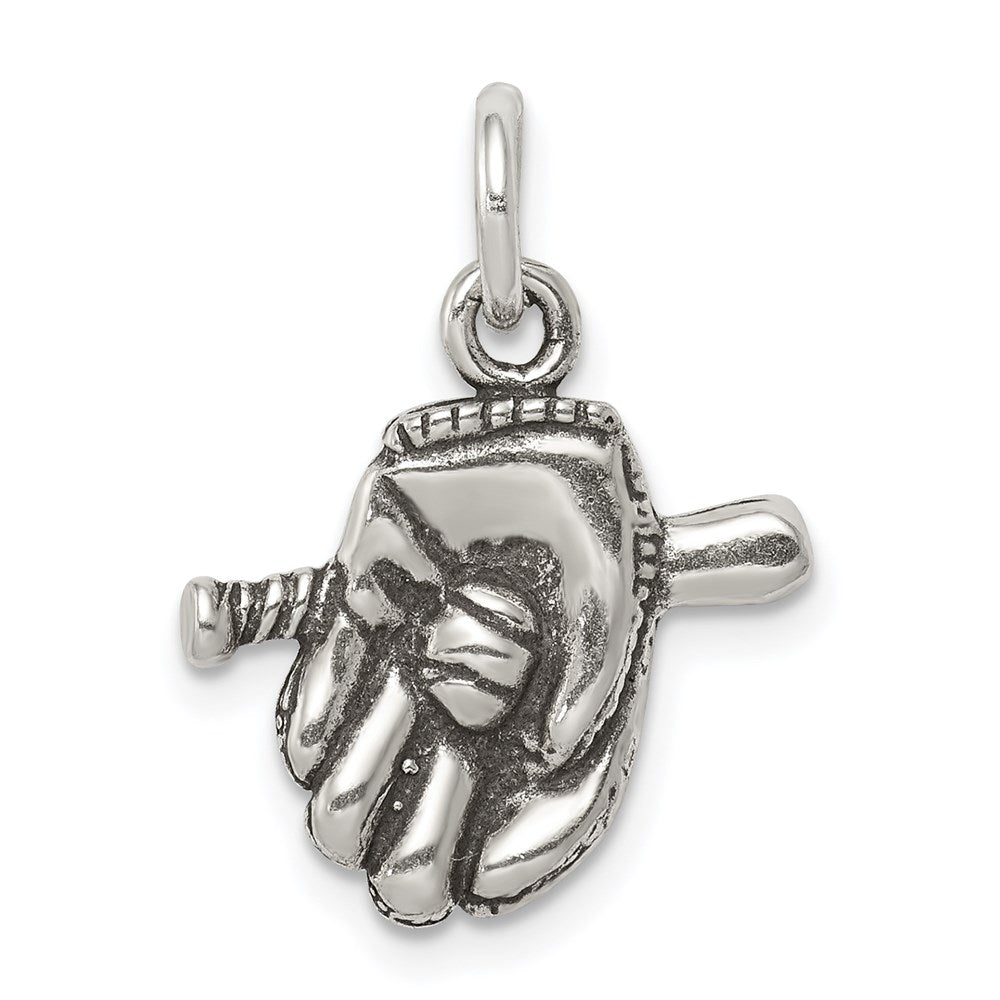 Sterlingsilber Antikisiert Baseball Glove/bat Charm