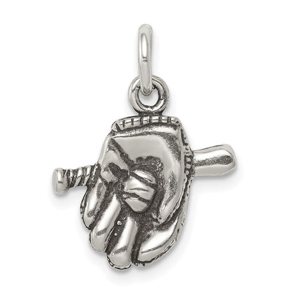 Sterlingsilber Antikisiert Baseball Glove/bat Charm