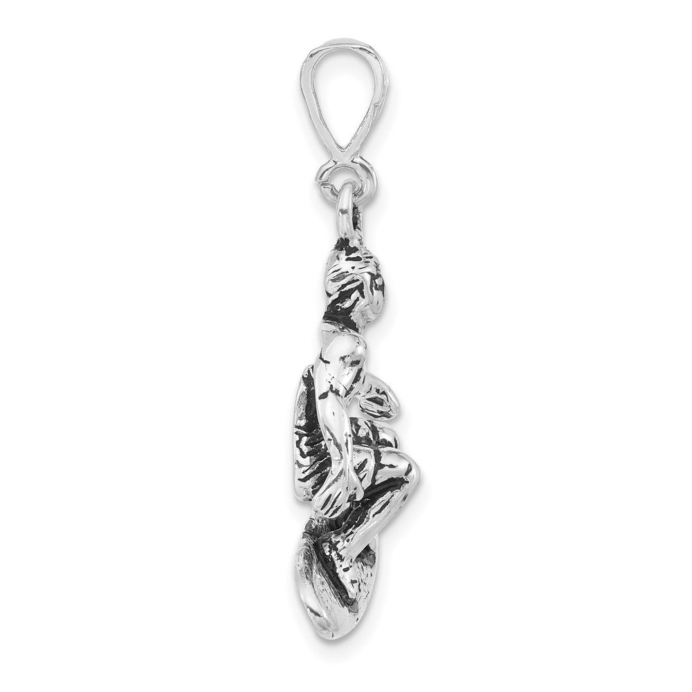 Sterlingsilber Poliert & Antikisiert Surfing Charm