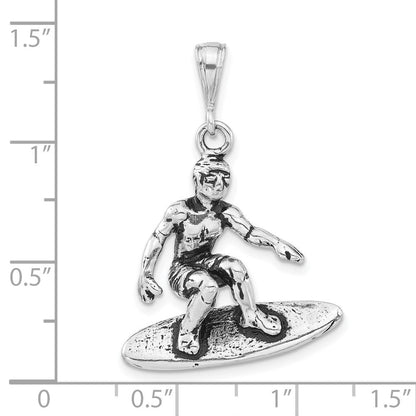 Sterlingsilber Poliert & Antikisiert Surfing Charm