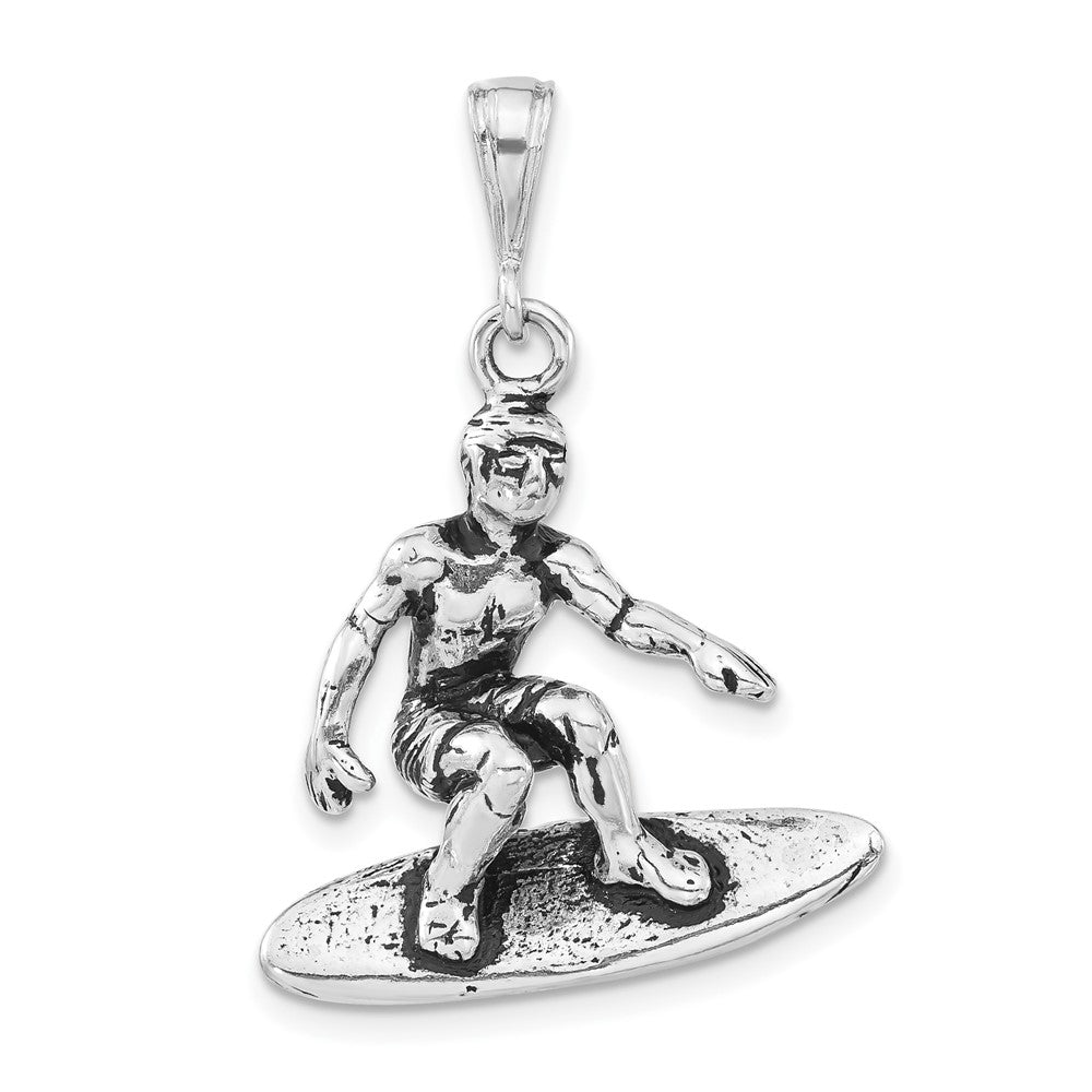Sterlingsilber Poliert & Antikisiert Surfing Charm