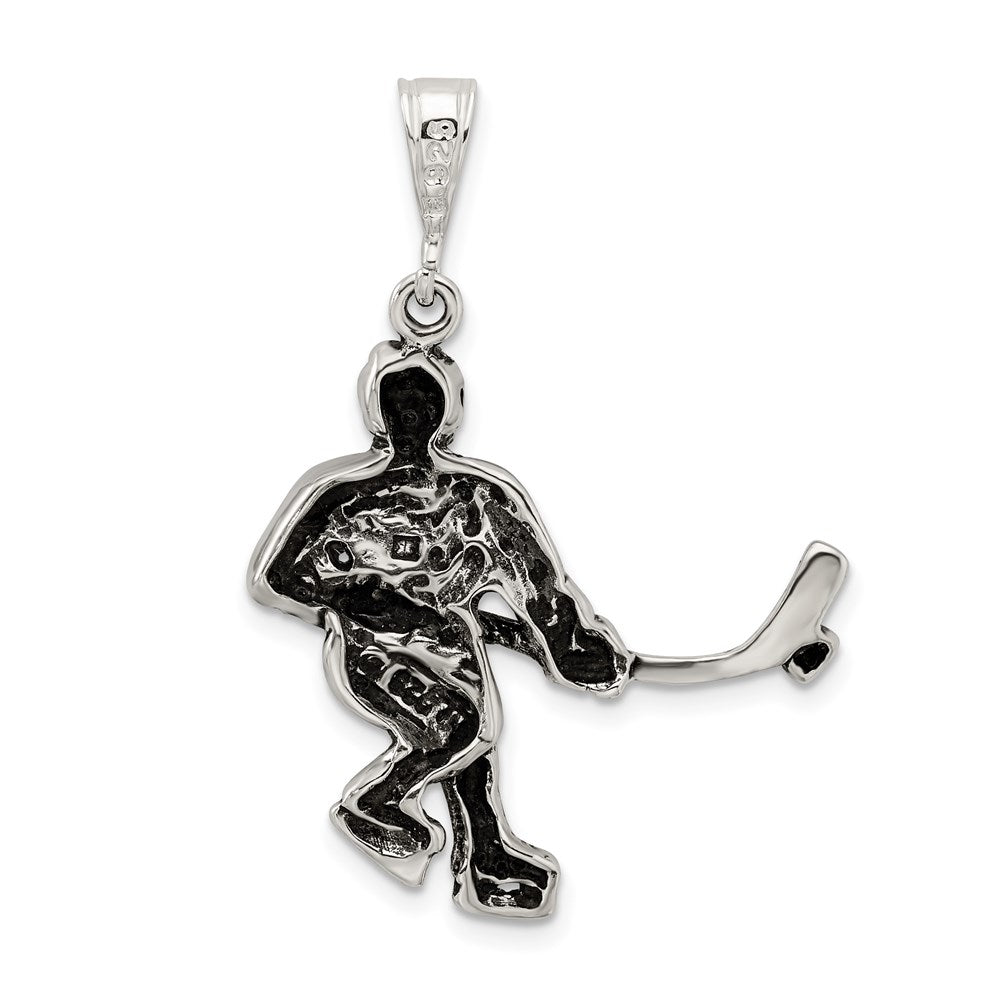 Sterlingsilber Antikisiert Hockey Player Charm