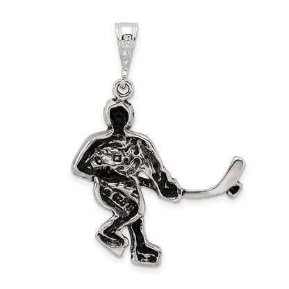 Sterlingsilber Antikisiert Hockey Player Charm