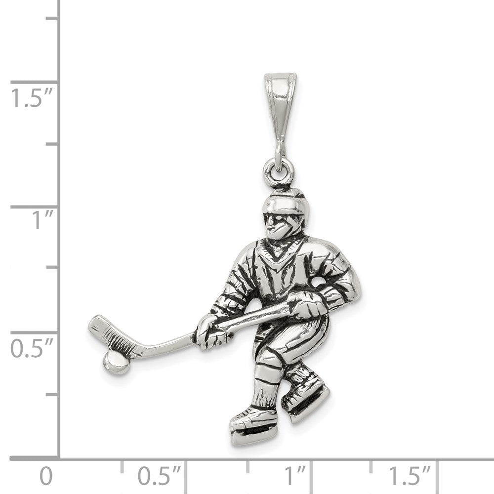Sterlingsilber Antikisiert Hockey Player Charm