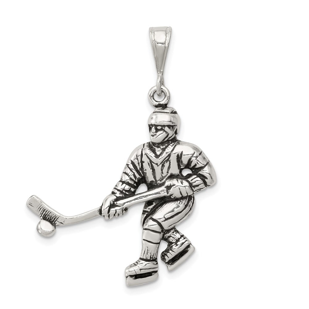 Sterlingsilber Antikisiert Hockey Player Charm