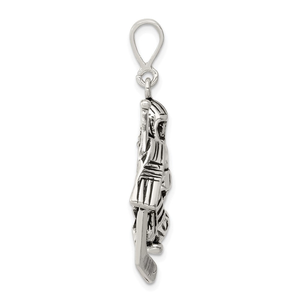 Sterlingsilber Antikisiert Hockey Player Charm