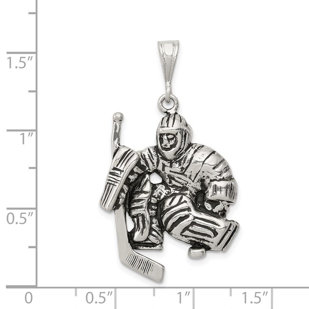 Sterlingsilber Antikisiert Hockey Player Charm