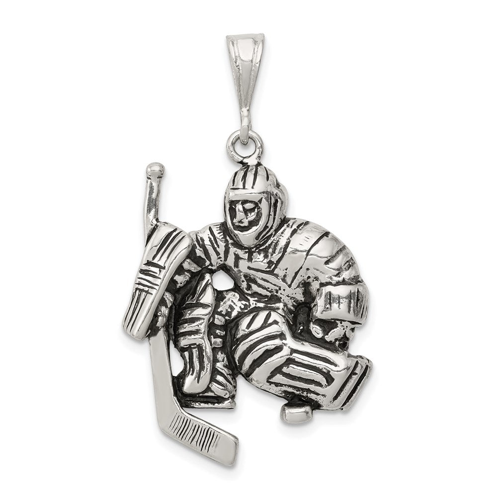 Sterlingsilber Antikisiert Hockey Player Charm