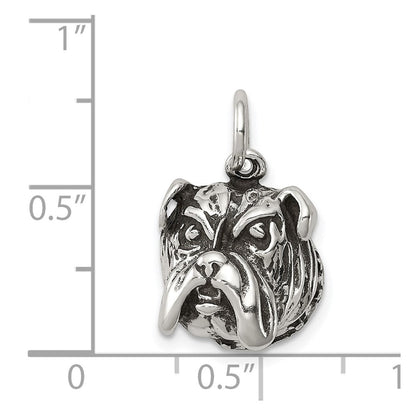 Sterlingsilber Antikisiert Bull Hund Charm