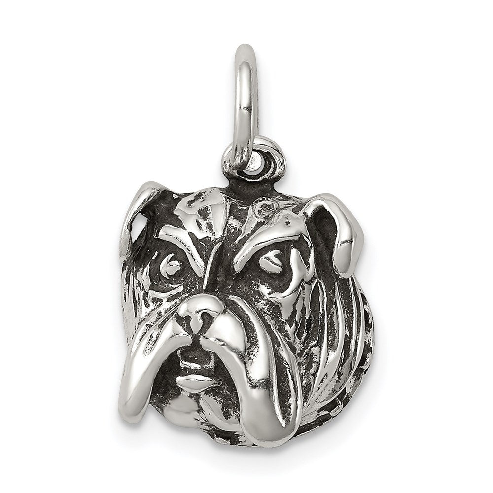Sterlingsilber Antikisiert Bull Hund Charm