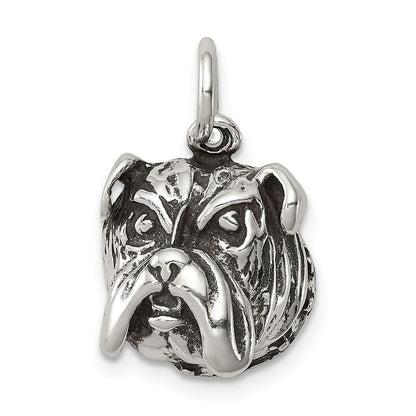 Sterlingsilber Antikisiert Bull Hund Charm